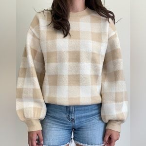 NWT / Sugar + Lips Checkerboard Knitted Sweatee